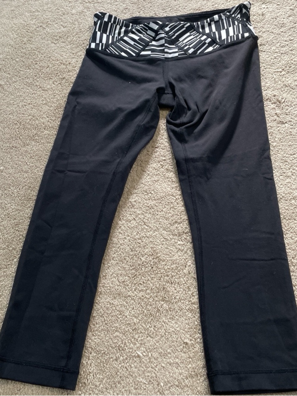 lululemon athletica Black Leggings with Black & White Patterned Waistband